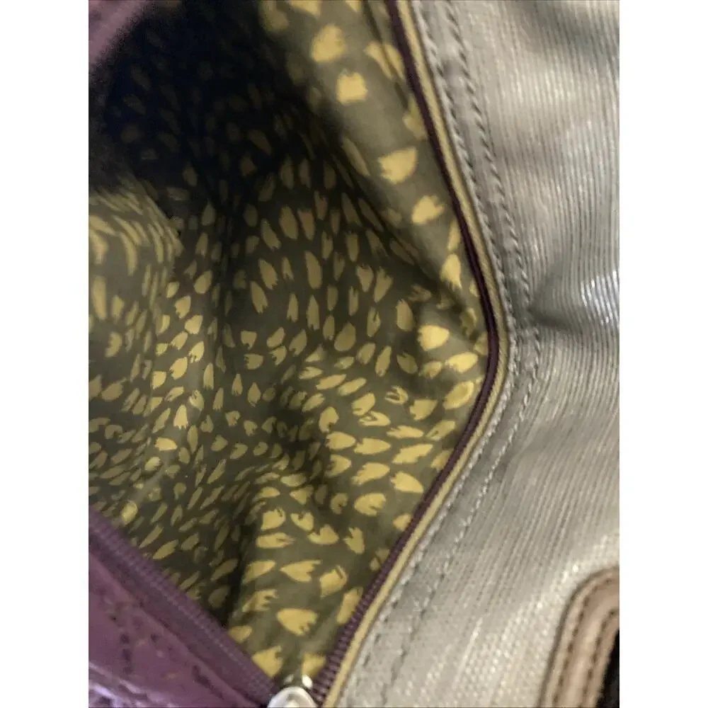 Fossil Key-Per shoulder bag Plum‎ Purple Silver Quilted Purse